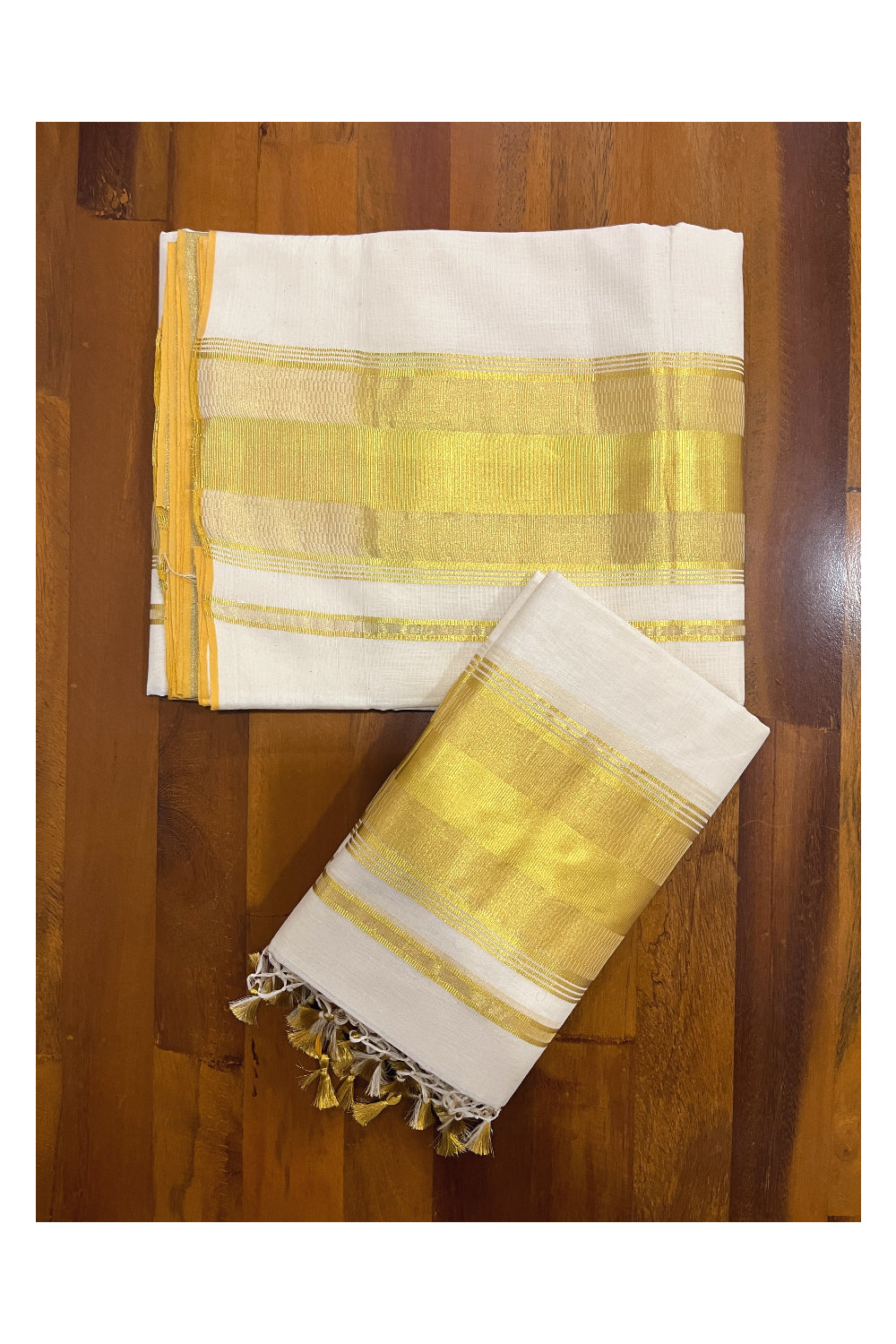 Southloom Super Premium Balaramapuram Handloom Pure Cotton Unakkupaavu Wedding Pudava 4 x 3 Set Mundu 2.80 Mtrs (Double)
