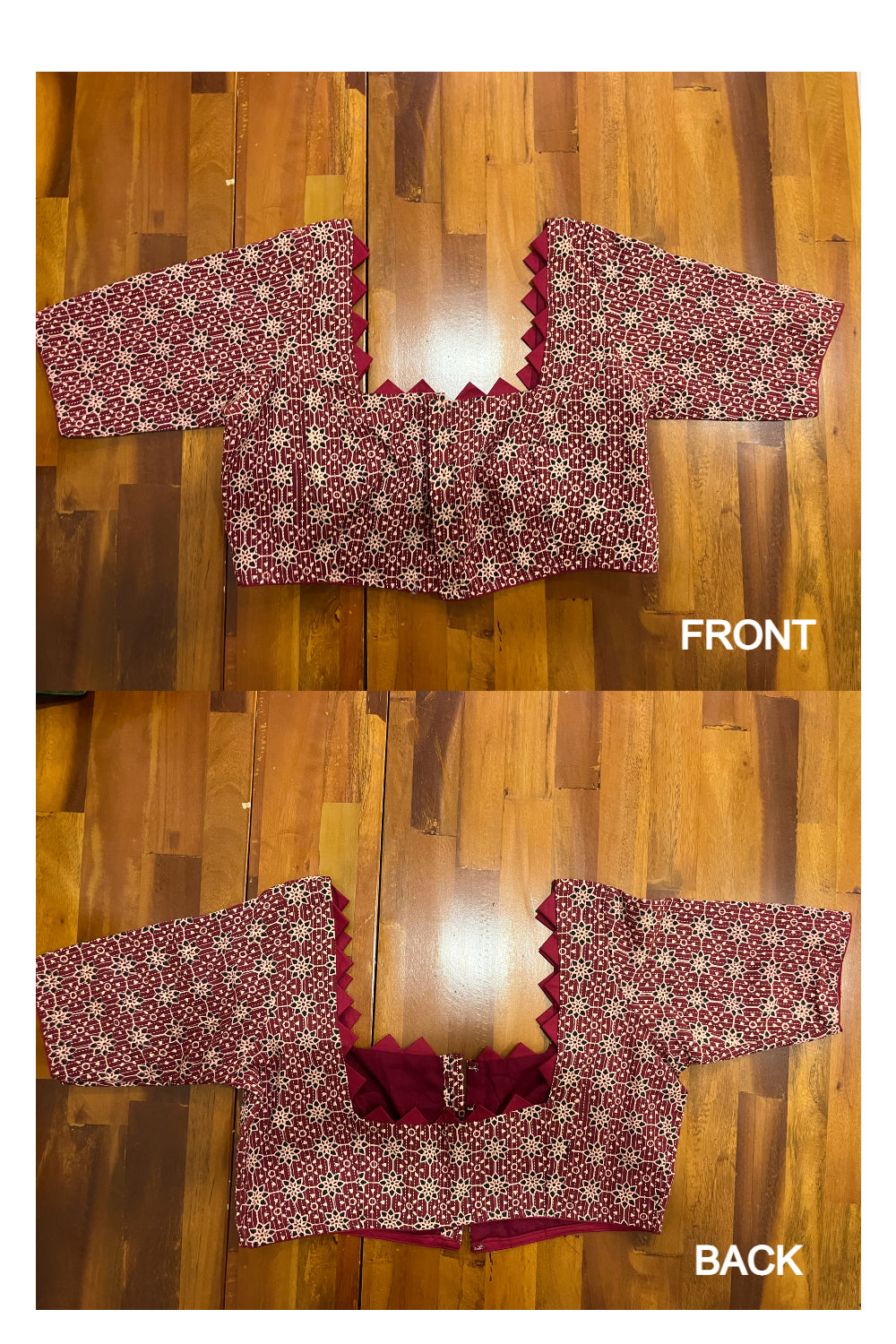 Southloom Maroon Rust Ajrakh Printed Ready Made Blouse