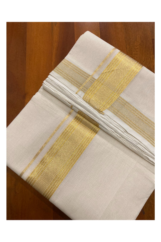 Southloom Balaramapuram Unakkupaavu Premium Wedding Handloom Mundu with Kasavu Woven Lines Border