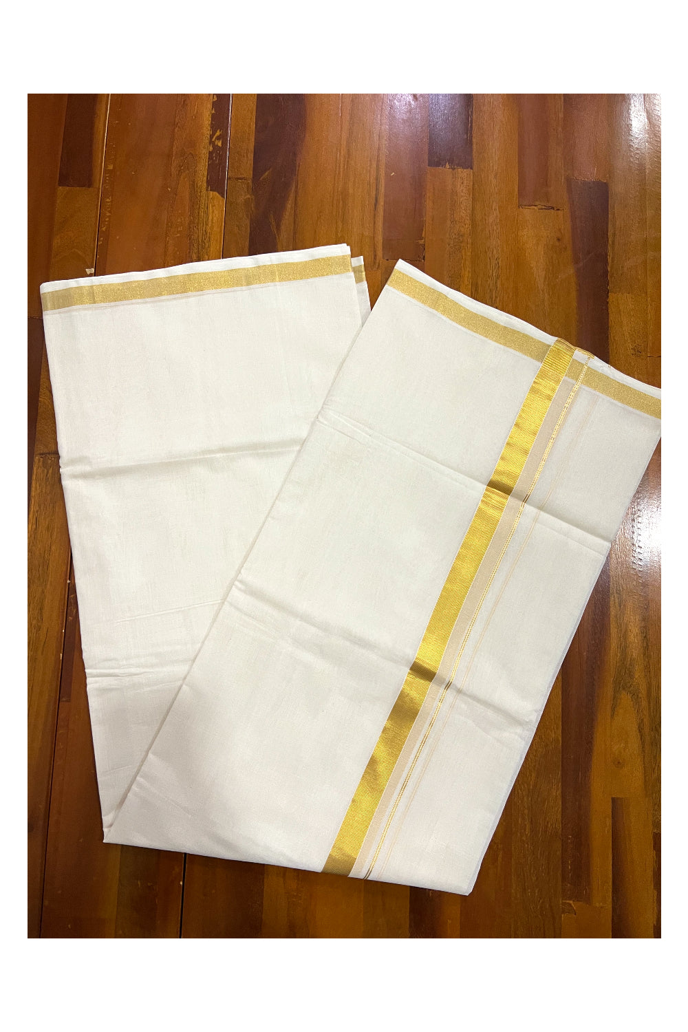 Southloom™ Premium Handloom Plain 1 Inch Kasavu Saree