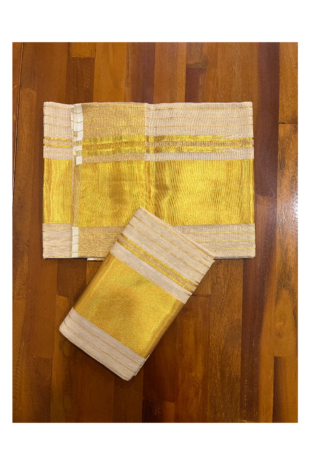 Southloom Onam 2022 Premium Tissue Handloom Set Mundu with Lines Across Body (2.80 M)