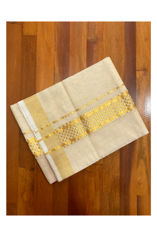 Southloom Premium Handloom Tissue Mundu with Kasavu Paa Neythu Border (South Indian Dhoti)