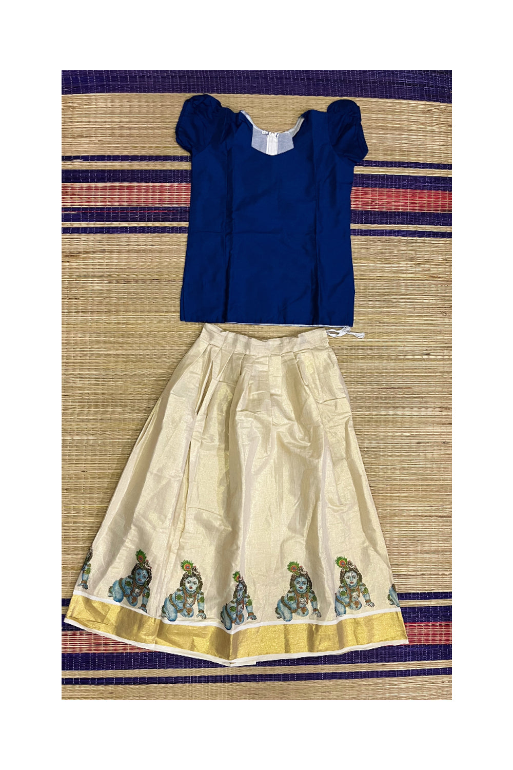 Southloom Kerala Pavada Blouse with Krishna Mural Design (Age - 11 Year)