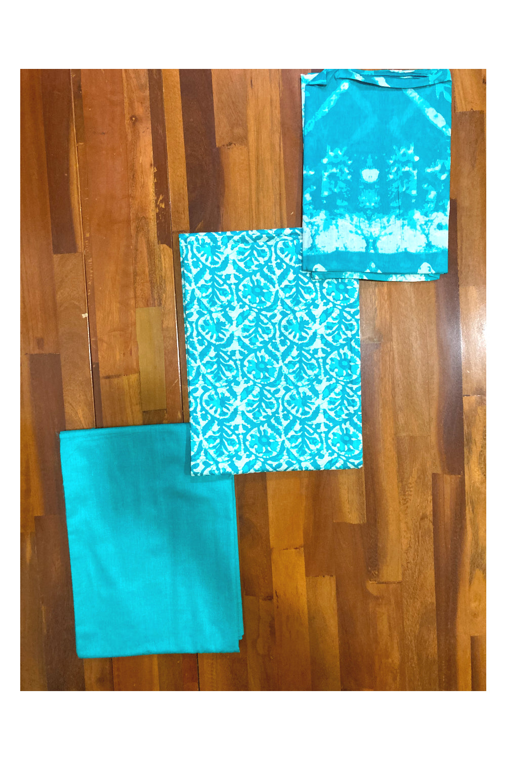 Southloom™ Cotton Churidar Salwar Suit Material in Turquoise Printed Design