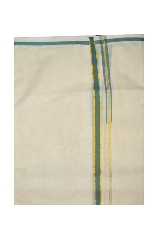 Mundu with Green and Puliyilakkara Kasavu Border (South Indian Dhoti)