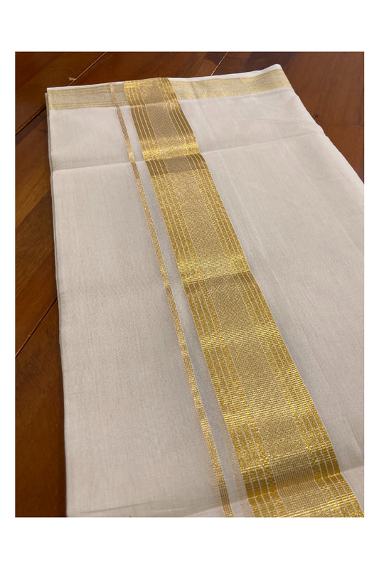 Southloom Balaramapuram Unakkupaavu Premium Wedding Handloom Mundu with Kasavu Woven Lines Border