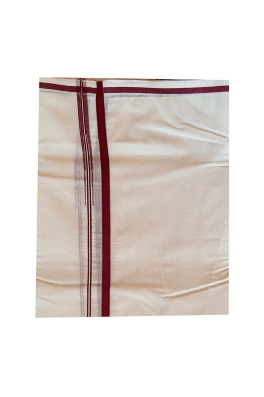 Mundu with Maroon Puliyilakkara Border (South Indian Dhoti)