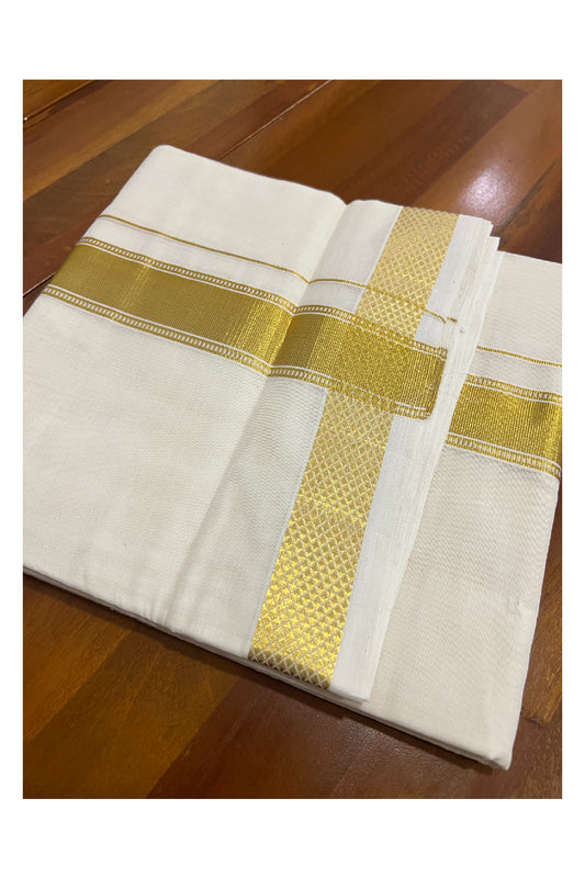 Southloom Kuthampully Handloom Pure Cotton Wedding Mundu with Kasavu Woven Kara (South Indian Dhoti)