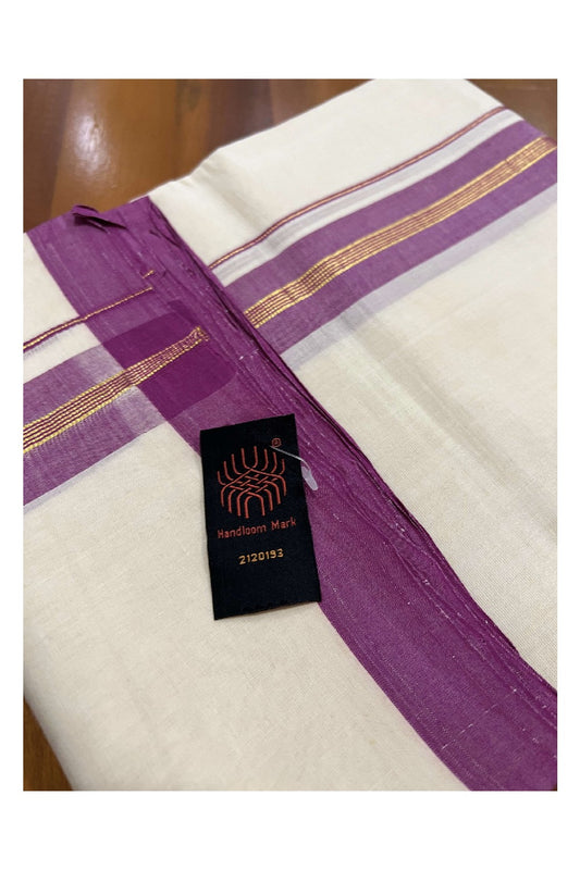 Southloom Balaramapuram Pure Cotton Handloom Mundu with Kasavu and Magenta Border