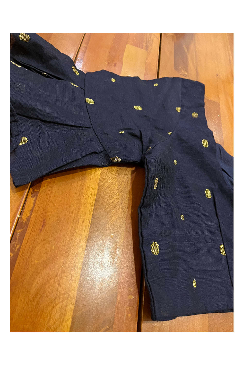 Southloom Navy Blue Golden Butta Works Ready Made Blouse