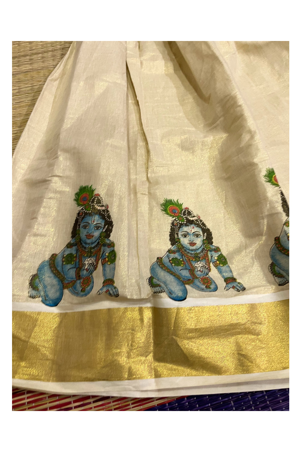 Southloom Kerala Pavada Blouse with Krishna Mural Design (Age - 11 Year)