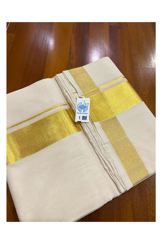 Southloom Super Premium Unakkupaavu Handloom Double Mundu with 2 inch Kasavu Border