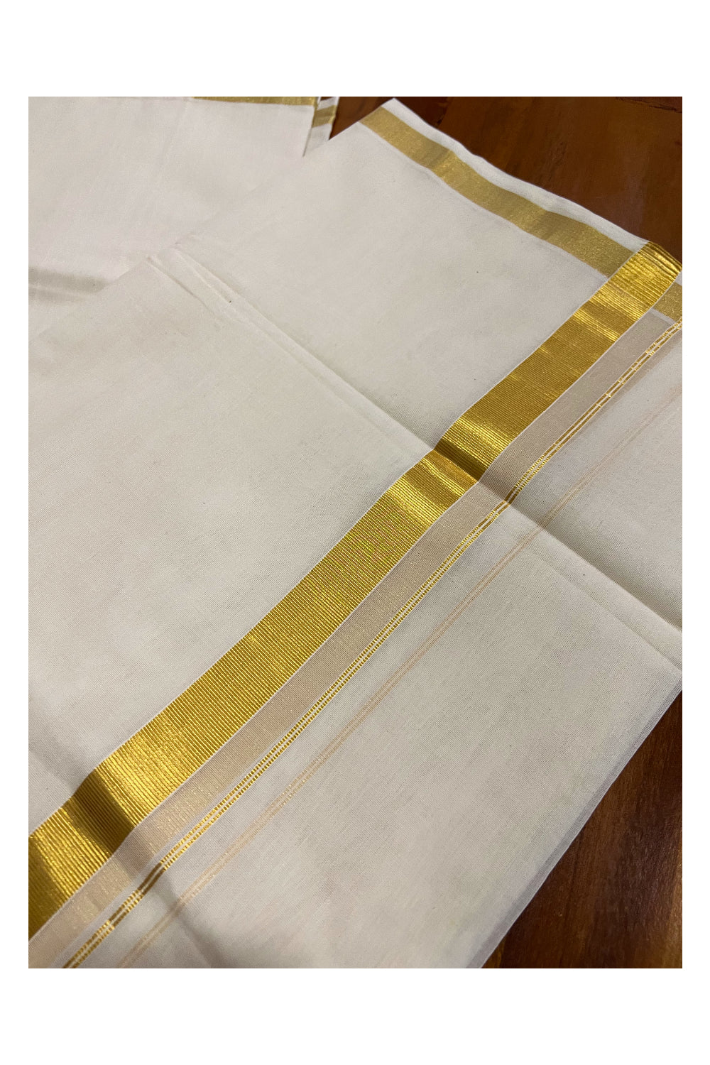 Southloom™ Premium Handloom Plain 1 Inch Kasavu Saree