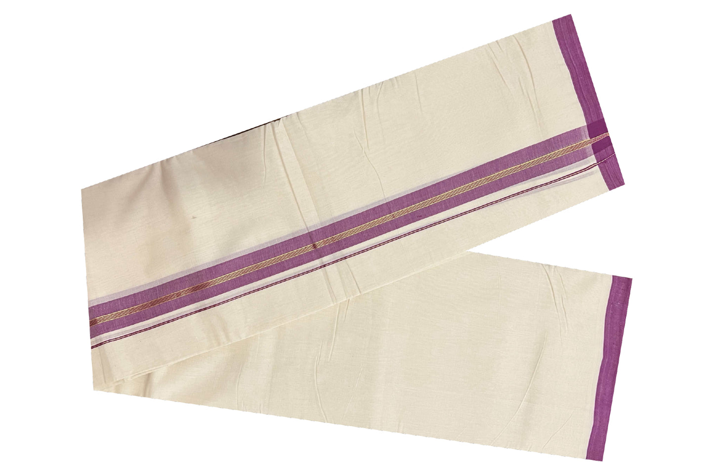 Southloom Balaramapuram Pure Cotton Handloom Mundu with Kasavu and Magenta Border