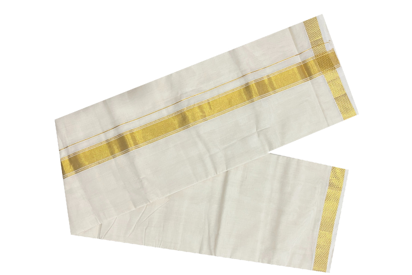 Southloom Kuthampully Handloom Pure Cotton Wedding Mundu with Kasavu Woven Kara (South Indian Dhoti)