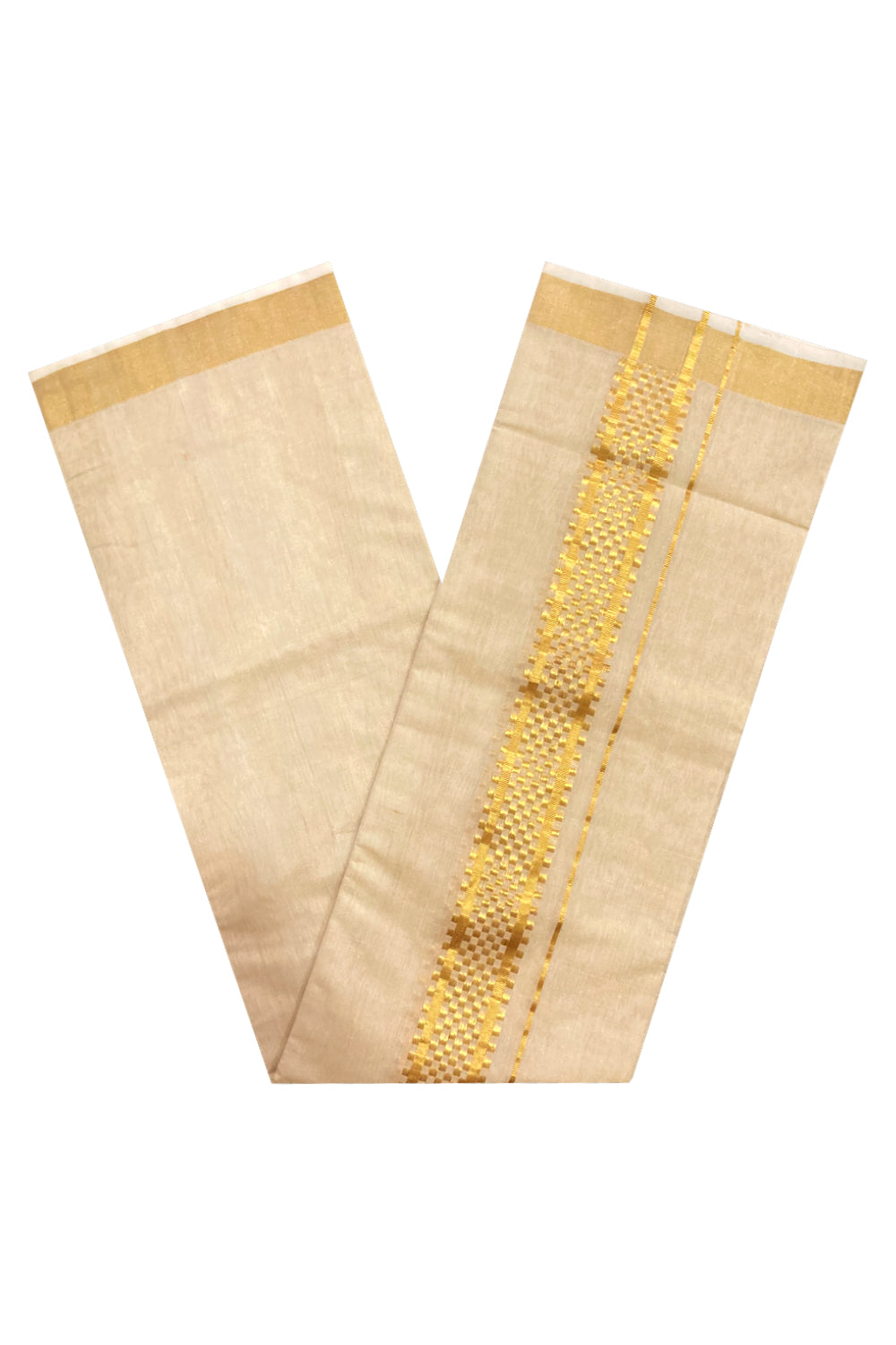 Southloom Premium Handloom Tissue Mundu with Kasavu Paa Neythu Border (South Indian Dhoti)