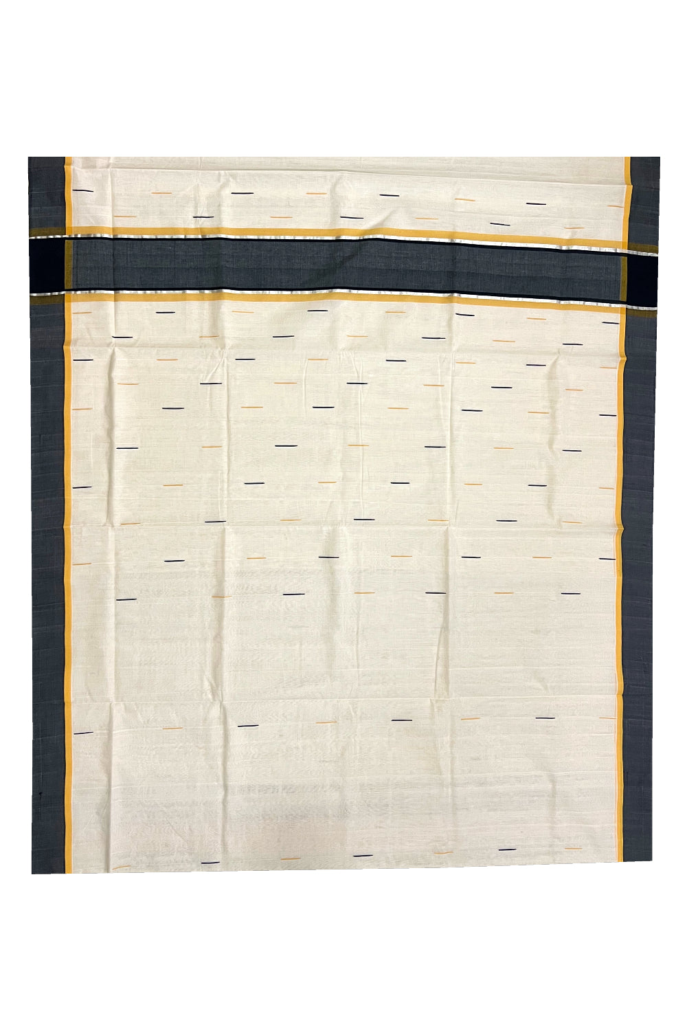 Southloom Super Premium Unakkupaavu Handloom Butta Work Saree with Yellow Black and Silver Border