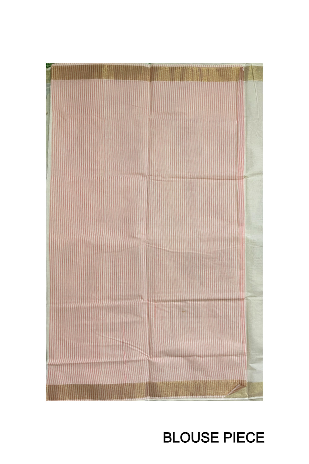 Pure Cotton Off White Kerala Saree with Pink Pallu and Lines Design Running Blouse Piece (Onam Saree 2023)