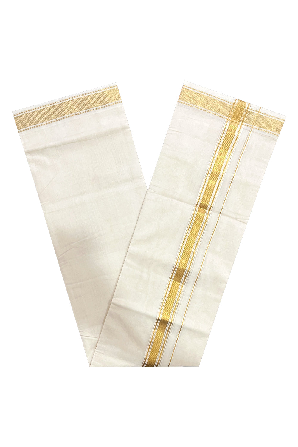 Southloom Premium Handloom Pure Cotton Wedding Mundu with Kasavu Woven Border (South Indian Dhoti)