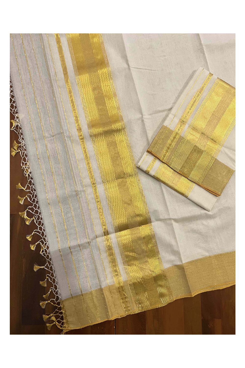 Southloom Super Premium Balaramapuram Cotton Unakkupaavu Wedding Pudava Set Mundu 2.80 Mtrs (with Matching Blouse Piece)