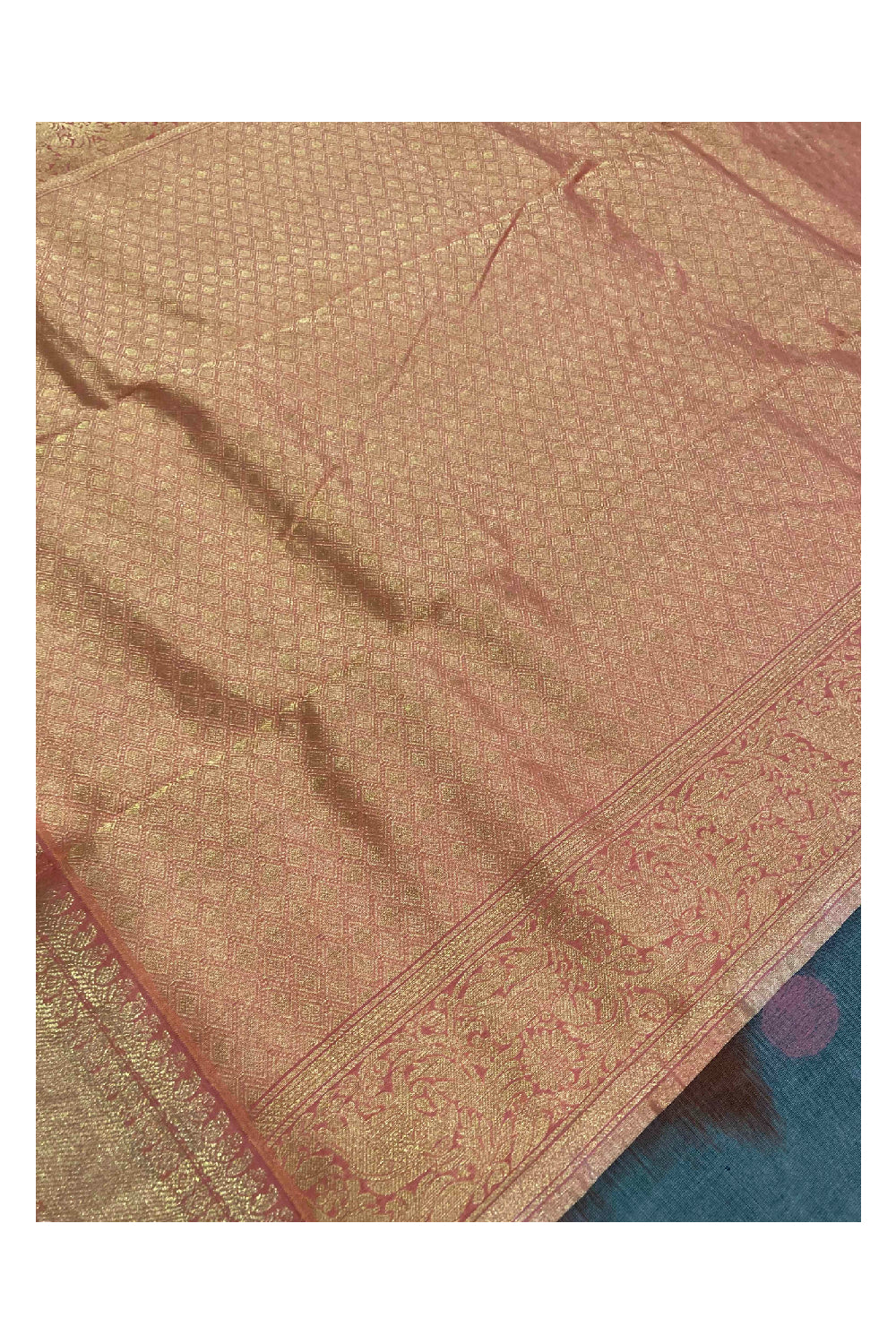 Southloom Handloom Pure Silk Kanchipuram Saree in Grey Polka Motifs