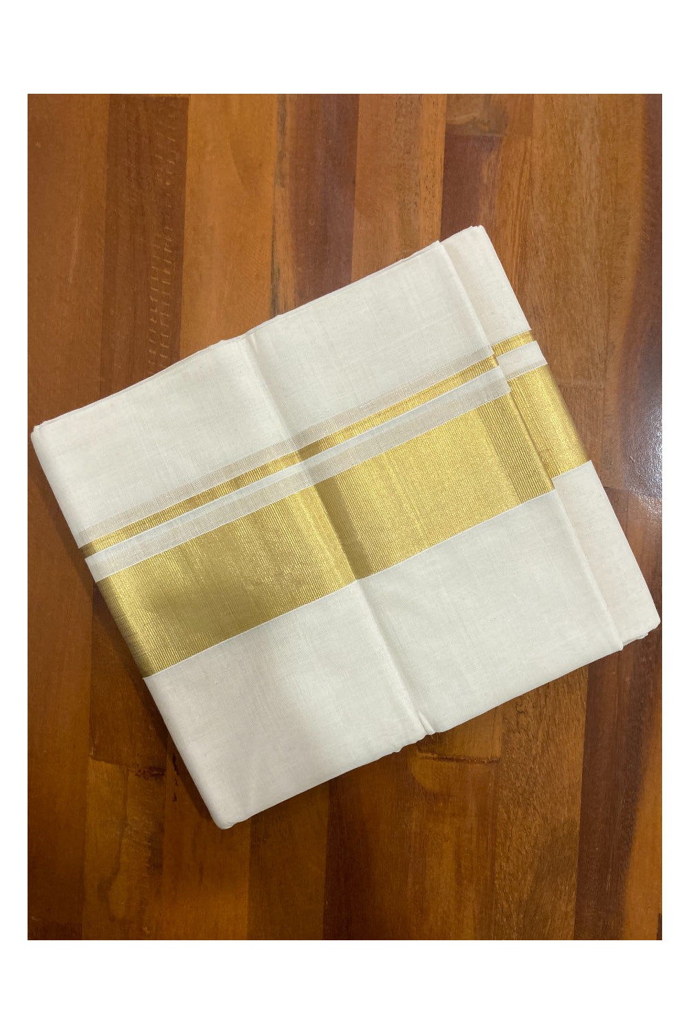 Southloom™ Premium Handloom Mundu with 2.5 inch Kasavu Kara (South Indian Dhoti)