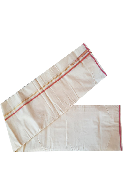 Mundu with Pink and Puliyilakkara Kasavu Border (South Indian Dhoti)