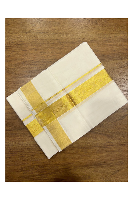 Southloom Premium Handloom Pure Cotton Wedding Mundu with Kasavu Woven Border (South Indian Dhoti)