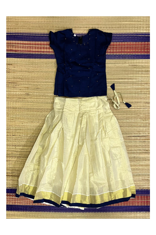 Southloom Kerala Pavada Blouse with Bead Work Design (Age- 7 Year)