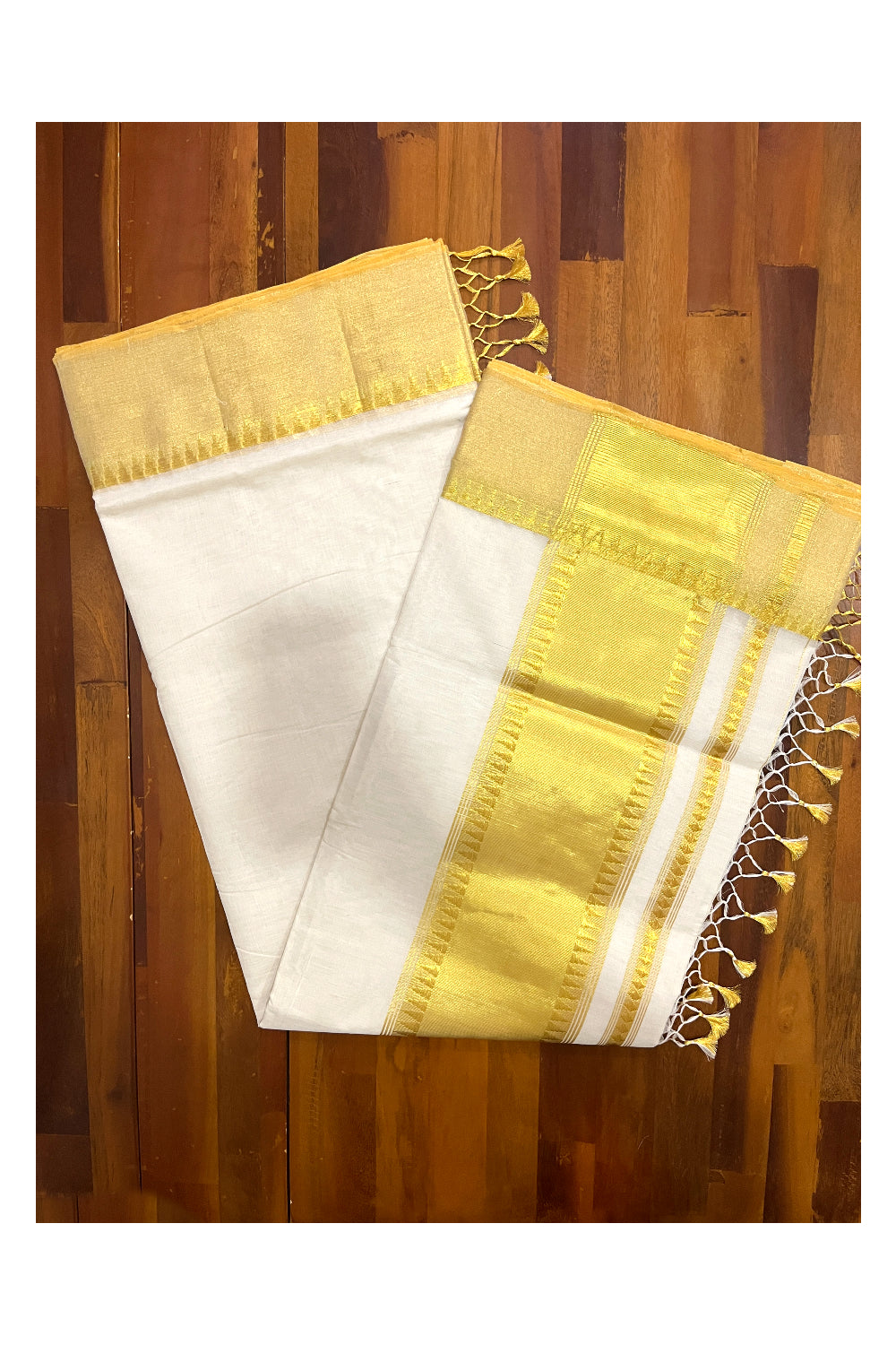 Southloom™ Balaramapuram Unakkupaavu Handloom Kasavu Saree with Temple Border