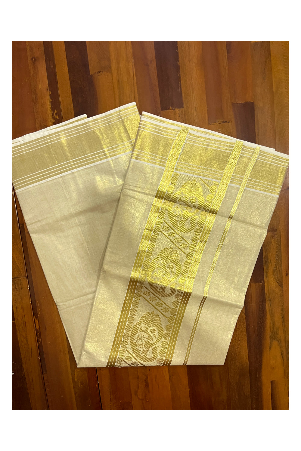 Kerala Tissue Kasavu Heavy Woven Work Saree (Vishu Saree 2023)