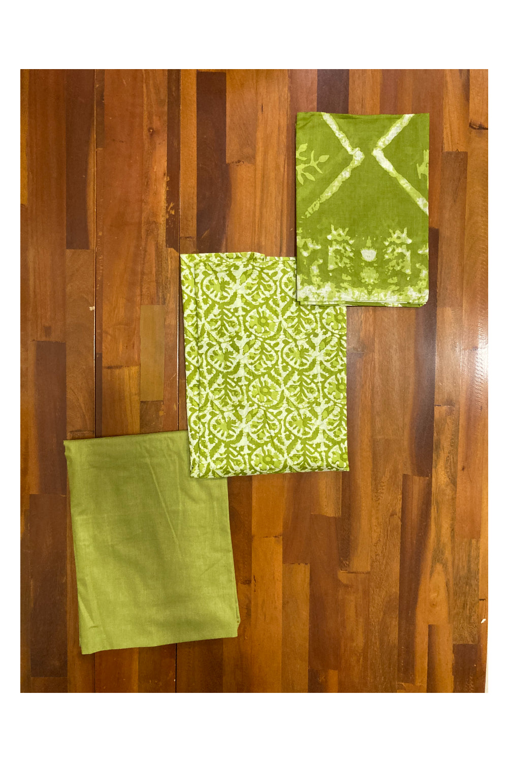 Southloom™ Cotton Churidar Salwar Suit Material in Green Printed Design