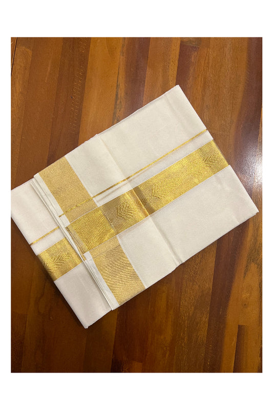 Southloom Balaramapuram Handloom Pure Cotton Wedding Mundu with Kasavu Woven Kara (South Indian Dhoti)