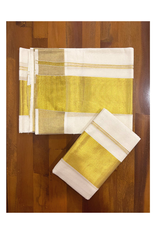Pure Cotton Mundum Neriyathum Single (Set Mundu) with 4 Inch Kasavu Kara 2.80 Mtrs