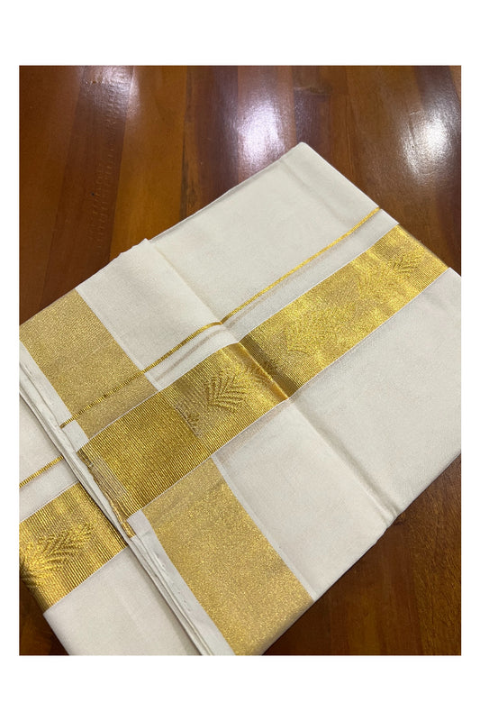 Southloom Balaramapuram Handloom Pure Cotton Wedding Mundu with Kasavu Woven Kara (South Indian Dhoti)