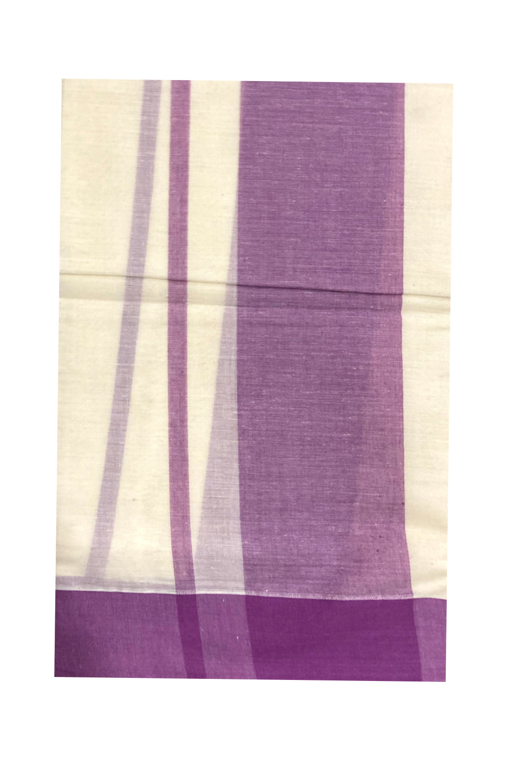 Kerala Cotton Mundum Neriyathum Single (Set Mundu) with Violet Border