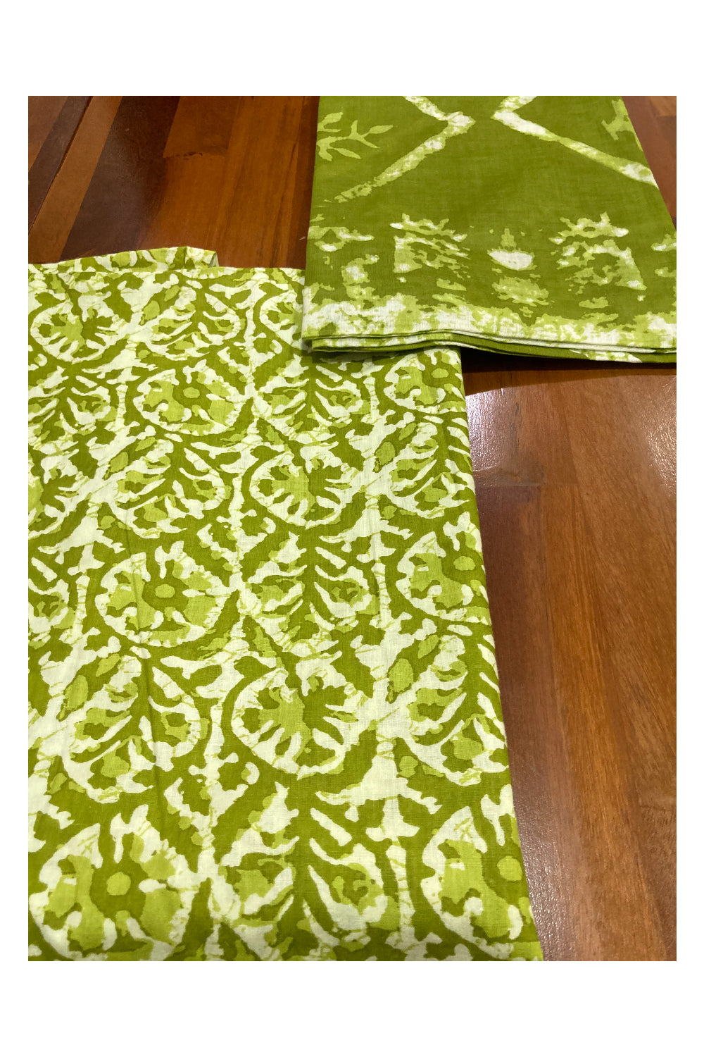 Southloom™ Cotton Churidar Salwar Suit Material in Green Printed Design