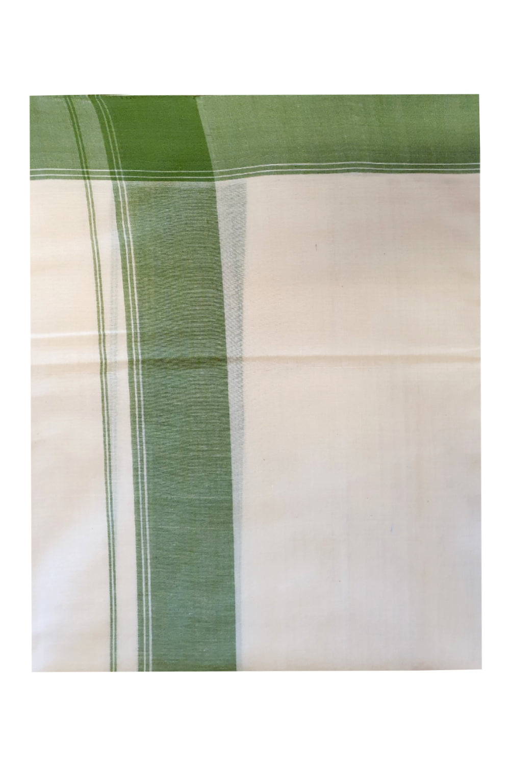 Southloom™ Handloom Unakkupaav Green Kara Mundum Neriyathum Single (Set Mundu)