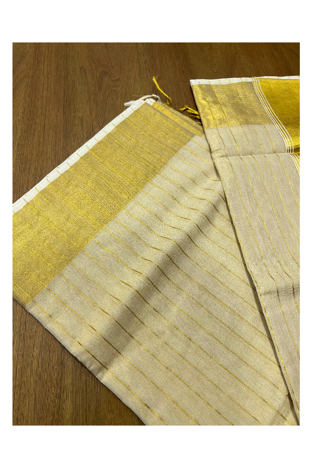 Southloom Onam 2022 Premium Handloom Tissue Kasavu Saree with Lines Across Body