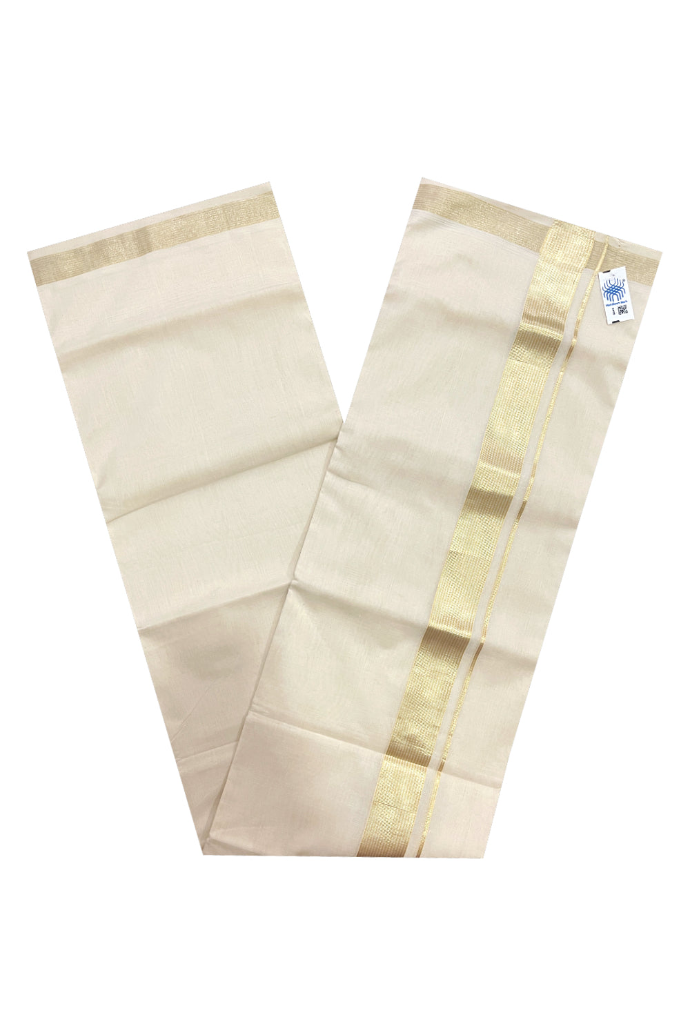 Southloom Premium Unakkupaavu Handloom Wedding Mundu with Golden and Silver Kasavu Border