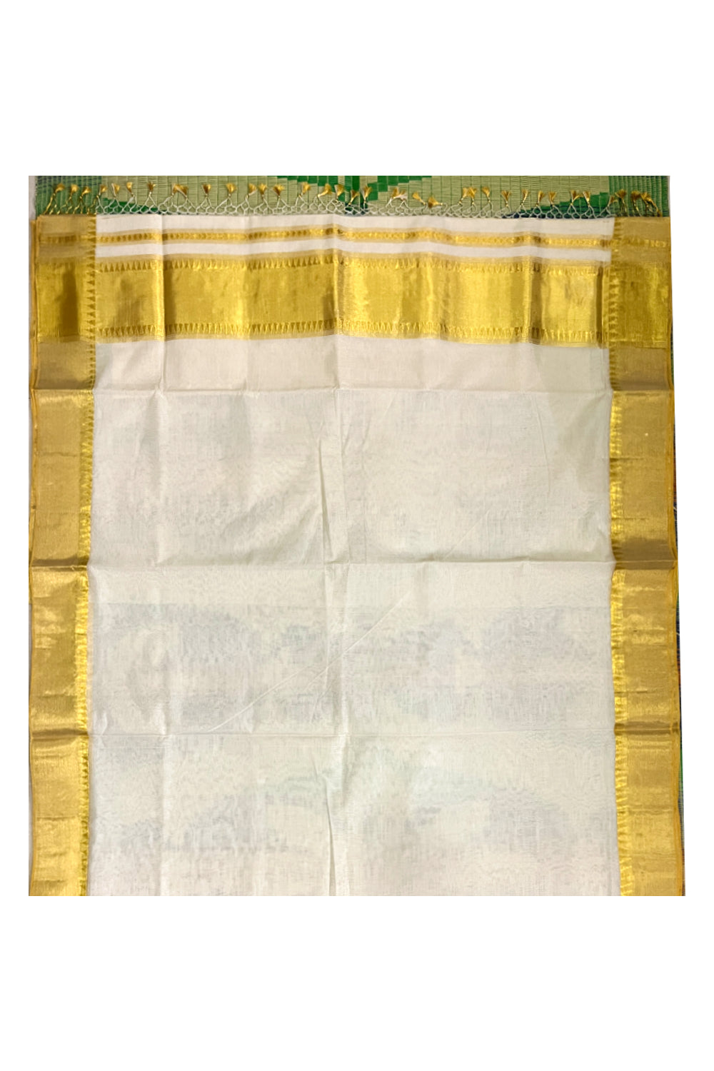 Southloom™ Balaramapuram Unakkupaavu Handloom Kasavu Saree with Temple Border