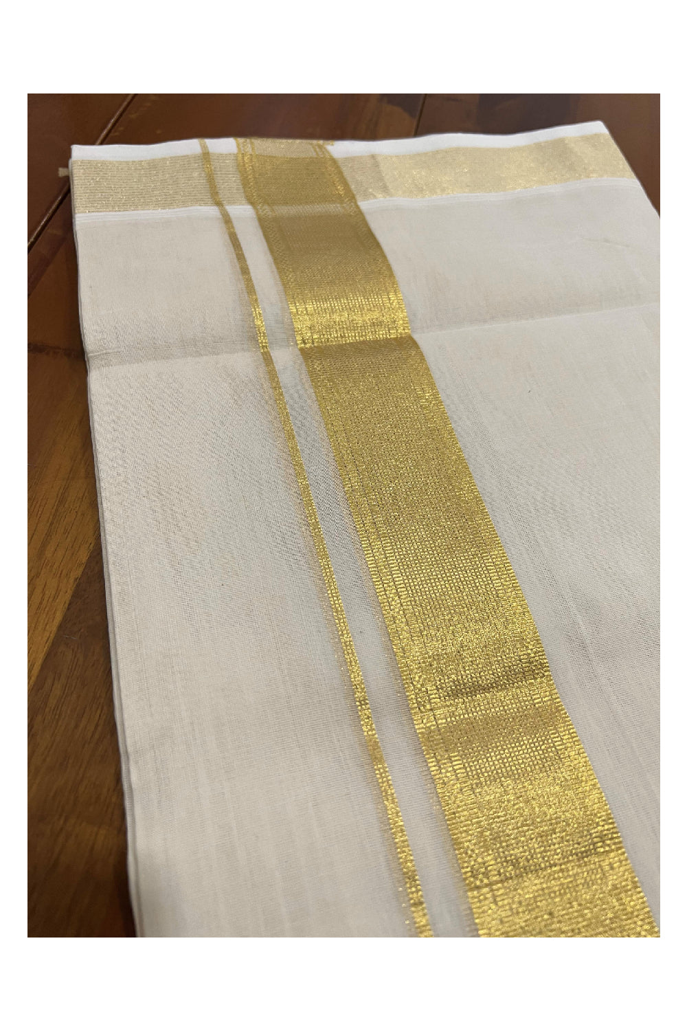 Southloom Balaramapuram Handloom Pure Cotton Wedding Mundu with Kasavu Woven Lines Kara (South Indian Dhoti)