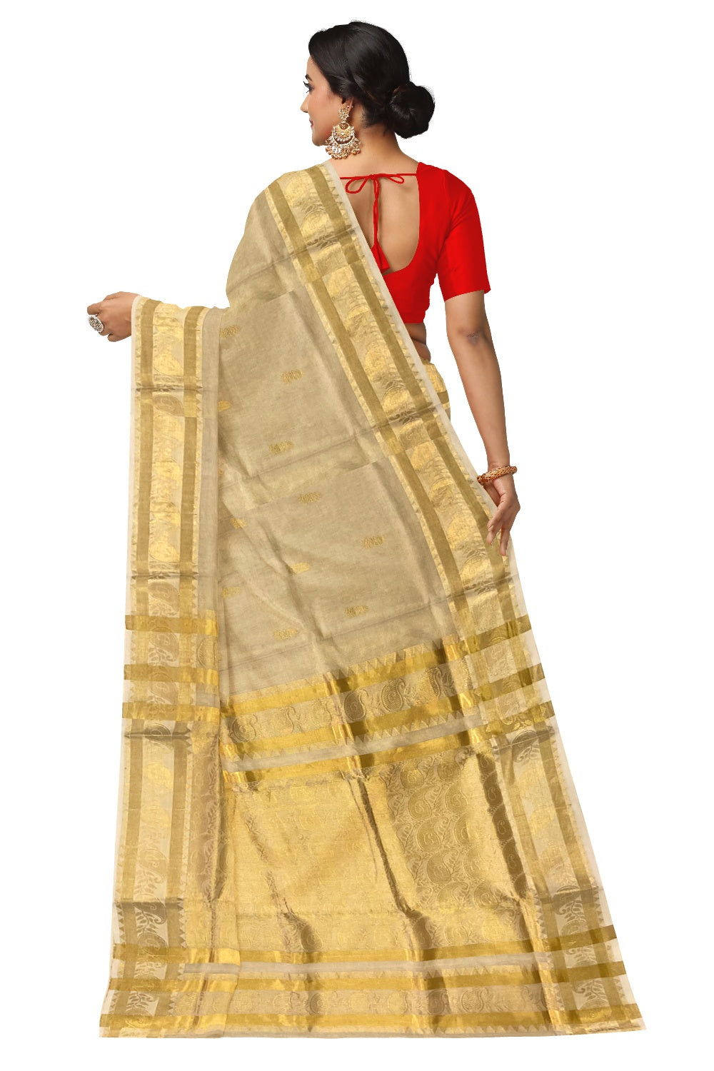 Southloom Premium Tissue Handloom Saree with Paisley Heavy Woven Works