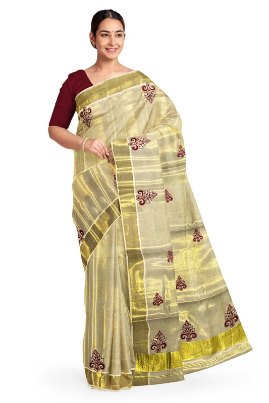 Kerala Tissue set mundu – www.vannamayil.com