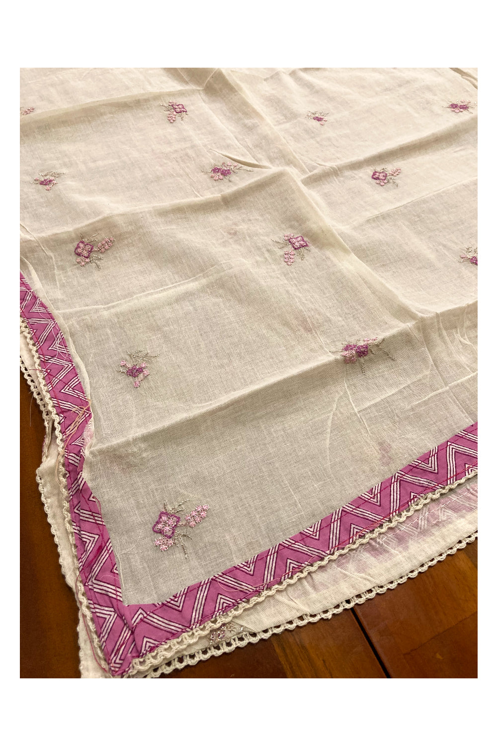 Southloom™ Cotton Churidar Salwar Suit Material in Pink with Floral Printed Design