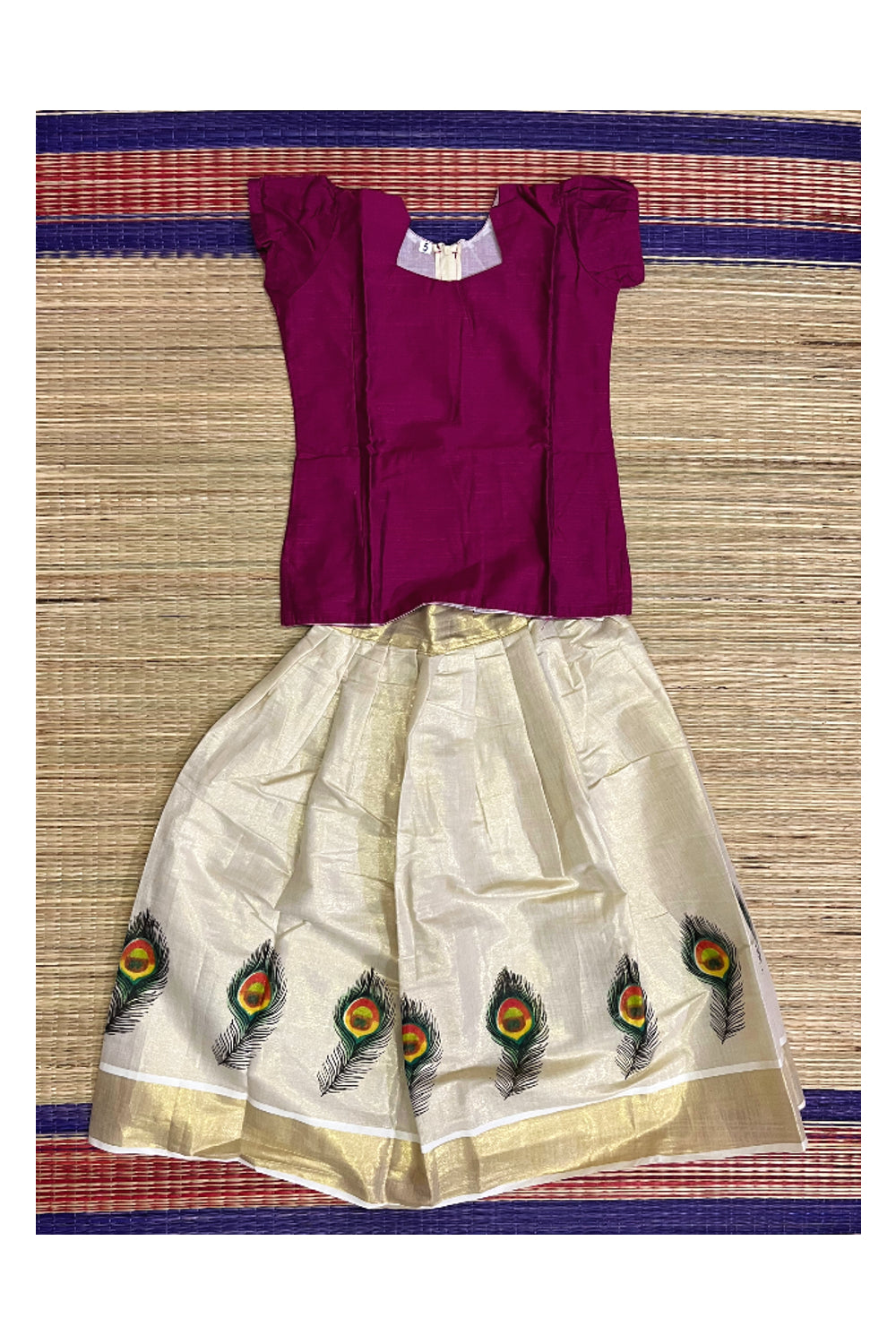 Southloom Kerala Pavada Blouse with Feather Design (Age - 5 Year)