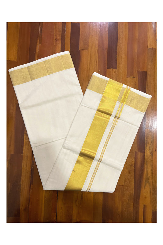 Southloom™ Handloom Kerala Premium Plain Saree with 3 inch Kasavu Border