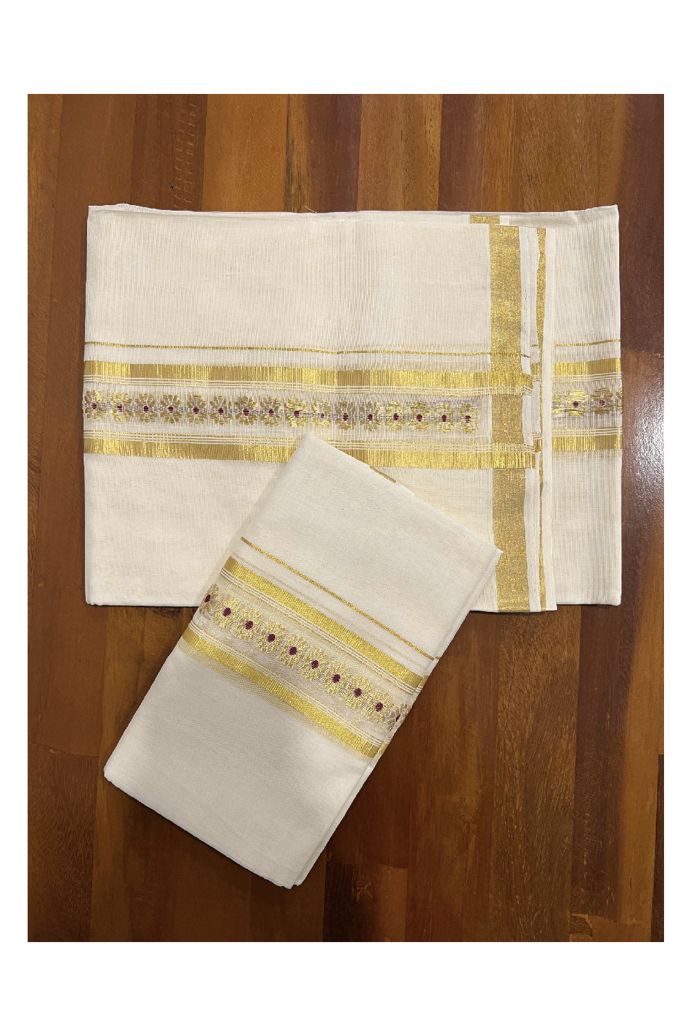 Southloom Handloom Premium Cotton Set Mundu with Kasavu Woven Work on Border