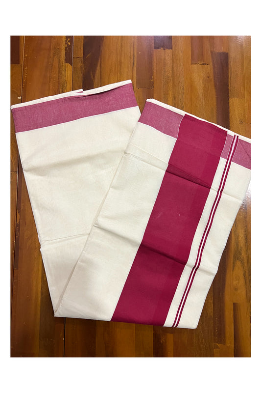 Pure Cotton Plain Kerala Saree with 3 inch Maroon Border