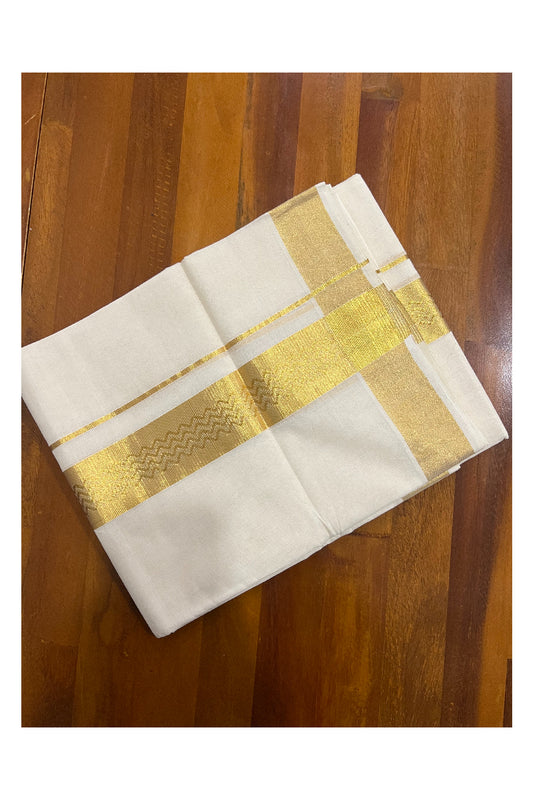 Southloom Premium Handloom Pure Cotton Wedding Mundu with Kasavu Woven Kara (South Indian Dhoti)